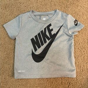 Nike Gray Short Sleeve Dri-FIT Tee with Black Swoosh